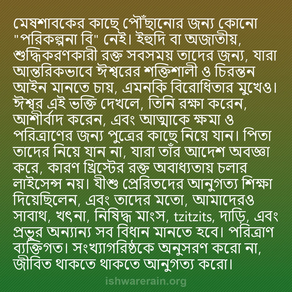 b0296 - ঈশ্বরের আইনের ওপর পোস্ট: মেষশাবকের কাছে পৌঁছানোর জন্য কোনো "পরিকল্পনা বি" নেই। ইহুদি...